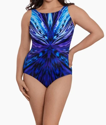 NWT Longitude Womens 14 One Piece Swimsuit Double Take High Neck Modest - Image 1 of 4