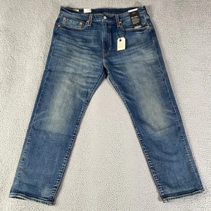 Levis Premium 502 Selvedge Jeans Mens 36x30 Blue Taper Leg Fit Big E Stretch NEW - Picture 1 of 13