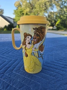 Disney Beauty and the Beast Ceramic Coffee Travel Mug with Lid - Picture 1 of 16