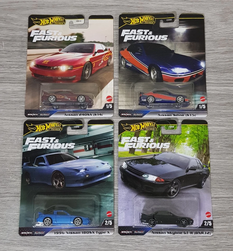 Hot Wheels Premium Fast & Furious Nissan 240SX + Silvia + 180SX + Skyline GT-R - Image 1 of 1