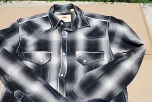 Larry Mahan Vintage Retro Western Hemd Herren M schwarz Shadow kariert Druckknöpfe - Bild 1 von 7