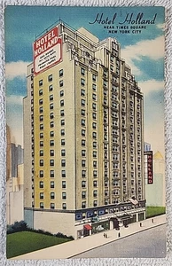 Vintage Leinen Postkarte Hotel Holland nahe Times Square Manhattan New York - Bild 1 von 2