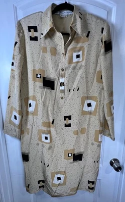 VESTIDO VAINA VINTAGE COLECCIÓN ANNE CRIMMINS UMI TALLA 14 PATRÓN 100% SEDA BEIGE Foto 1 de 4