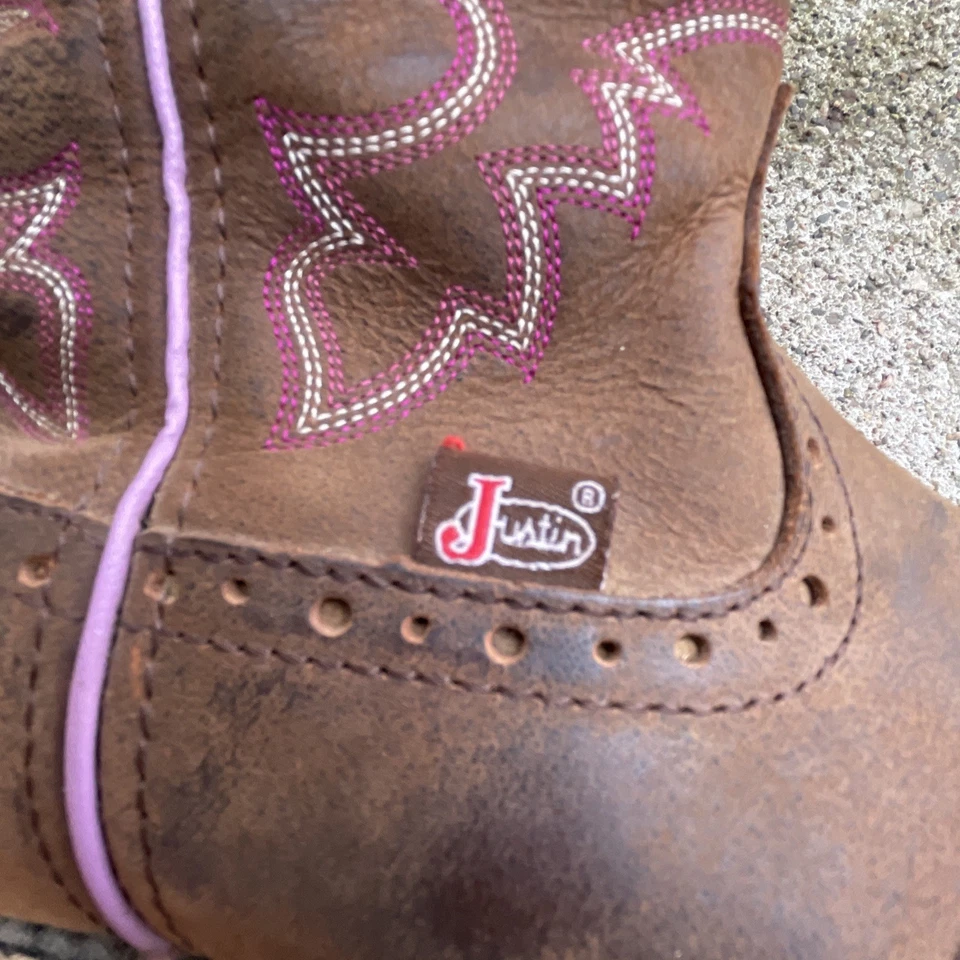 Justin Gypsy Women’s Steel Toe WKL9980 Western Cowgirl Boots Brown Purple 8B - Image 1 of 4
