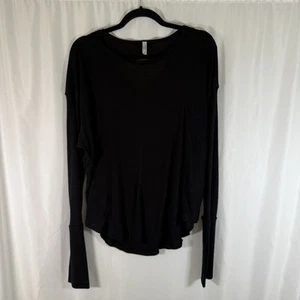 Free People Movement Sweater Women's Large Black Ribbed Lightweight Cutout Back - Picture 1 of 14
