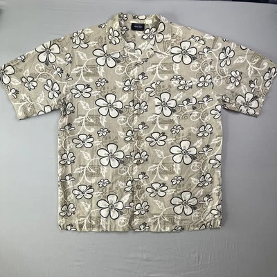 Vintage Anchor Blue Hawaiian Shirt Mens X-Large Brown Floral Ocean Button *READ - Image 1 of 4