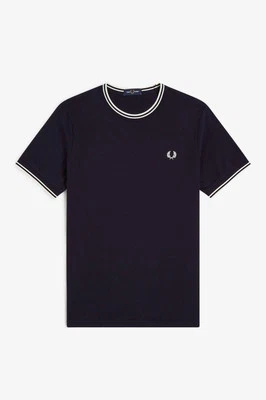 Fred Perry T-shirt Con Doppia Riga Blu - Taglia L Abbigliamento Uomo T-shirts - Imagen 1 de 2