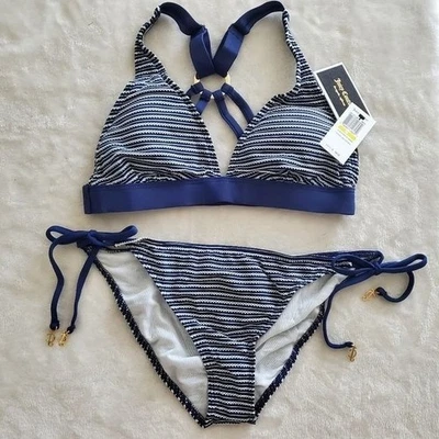 Juicy Couture Swim Set Couture Riviera Tie Side Bikini & Halter Bra Sz Medium - Image 1 of 4