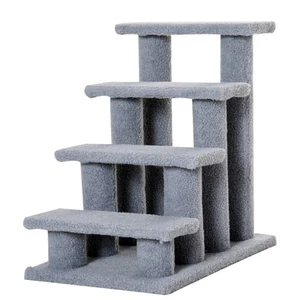 PawHut Dog Steps for Bed 4 Step Pet Stairs for Sofa Dog Cat Climb Ladder Grey - Picture 1 of 11