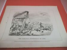 POLITICAL railways house lords OLD ANTIQUE 1840S ART PRINT leech DRAWING PUNCH