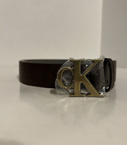 Calvin Klein Men's 35mm Leather CK Logo Buckle Belt