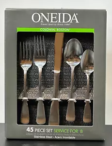 Oneida Colonial Boston 45-Piece Stainless Steel Flatware Set Service for 8 - Picture 1 of 8