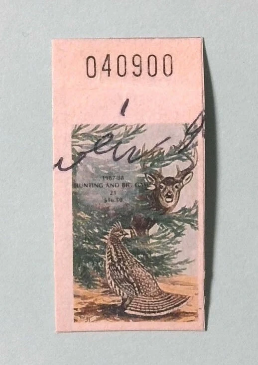 1987 New York Resident Big Game Deer Hunting Fishing License Permit Stamp - Image 1 of 1