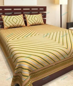 Attaartive Printed Home Decor Cotton Double Bed Sheet With 2 Pillow Cover 90x100 - Picture 1 of 9