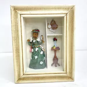 Teddy Bear Shadow Box Victorian Gown Wall Decor Hanging Antique Crackle Finish - Picture 1 of 12