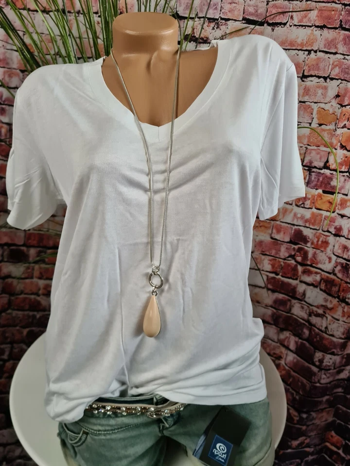 LTB Shirt Tunika Oberteil weiß Damen Viskose weich fallend S bis XXL (5 446)  - Bild 1 von 4