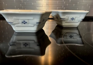 Longaberger Cerámica Azul Tejido Tradiciones, Pequeña Estrella, Juego de 2 - Imagen 1 de 7