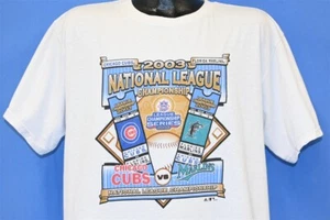 vintage Y2K MIAMI MARLINS CHICAGO CUBS 2003 ADIDAS NL CHAMPS t-shirt BASEBALL M - Picture 1 of 6