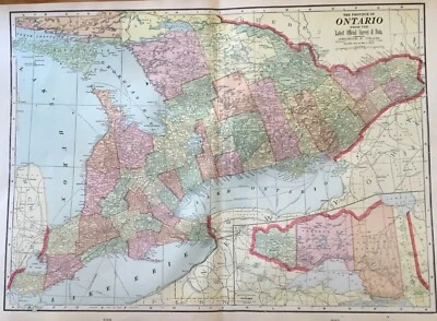 Mapa antiguo de 1903 de Ontario, Canadá mapa original del atlas liquidación de arte de pared grande Foto 1 de 4