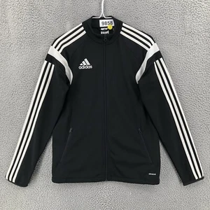 Adidas Full Zip Track Jacket Sweatshirt Youth Boys YXL Striped Black White 9858 - Picture 1 of 11