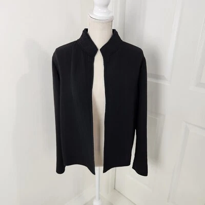 Chaqueta Eileen Fisher Mujer M Negra Gauzy Corta Oficina Abierta Carrer Lagenlook Foto 1 de 4