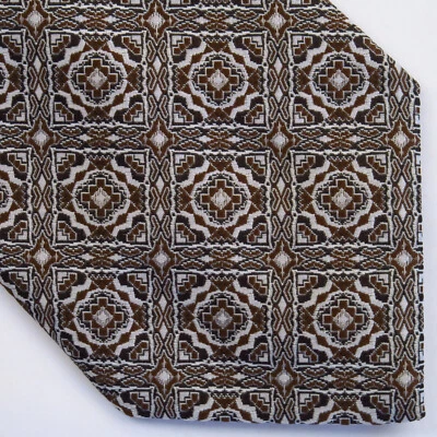 Vintage 50s 60s Brown Geometric Medallion Neck Tie 55x4.5 Wide Disco Retro Mod - Image 1 of 4