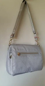 BORBONESE LUNA BAG SACOCHE BANDOULIÈRE EN NYLON JET OP ET CUIR MARBRE 934763 - Picture 1 of 12