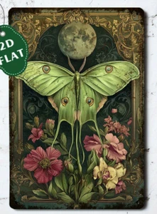ARTE DE METAL - Polilla Luna, Arte de Pared - 8x12" en Jardín Floral, Colgante de Pared de Metal - Imagen 1 de 4