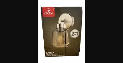 Arandela de parede Globe Electric Salma 1 luz latão fosco com abajur de vidro âmbar fumê - Imagem 1 de 4