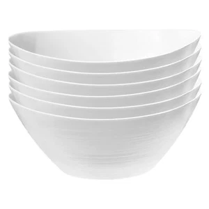 6x Bormioli Rocco White 25cm Glass Prometeo Oval Salad Bowls Serving Bowl Set - Picture 1 of 7