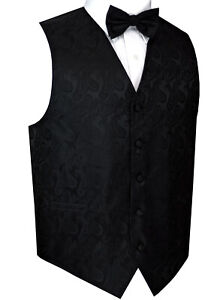 Men's Paisley Formal Tuxedo Vest, Bow-Tie & Hankie set. Wedding, Prom, Cruise