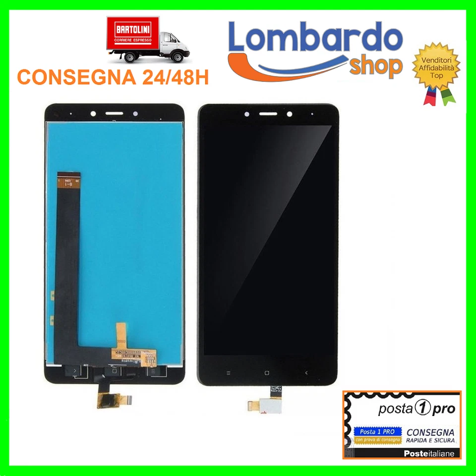 TOUCH SCREEN VETRO LCD DISPLAY ASSEMBLATI Per XIAOMI REDMI NOTE 4 NERO - Immagine 1 di 1