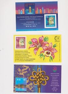 HONG KONG, 1994,1998, 1999, "STAMP EXHIBITIONS" 3 S/S MINT NH. FRESH CONDITION