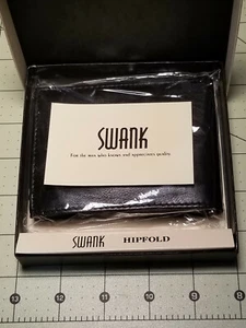 Swank Men's leather hipfold wallet new in box, black - Picture 1 of 6