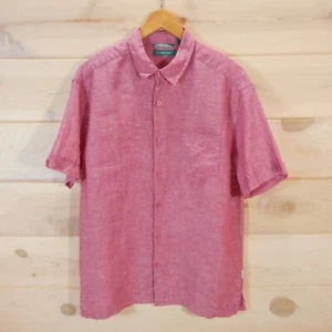 Camicia Cubavera uomo M manica corta bottoni davanti 100% lino rosa estiva - Foto 1 di 8