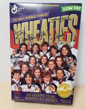 U. S. OLYMPIC TEAM-WOMEN's ICE HOCKEY on WHEATIES 18 oz. CEREAL BOX SIGNED BY