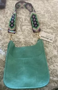Ahdorned Turquoise Teal Vegan Leather Mini Messenger Guitar Strap Crossbody Bag - Picture 1 of 5