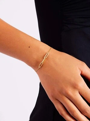 14k Real Gold Paperclip Chain Bracelet for Women Gift For Anniversary -%45 Off ! - Image 1 of 4
