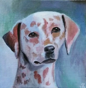 DALMATIAN Dog Pet Portrait Hand Painted Original Acrylic Signed by Velasquez - Picture 1 of 1