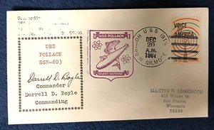 USS Pollack(SSN-603)1967 Cover with Commanding Officer Darrell D.Boyle Signature - Picture 1 of 1