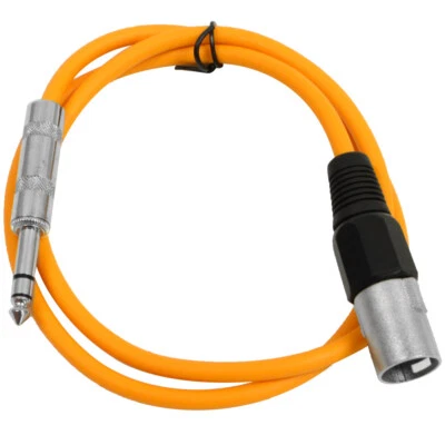 SEISMIC AUDIO Orange 1/4" TRS - XLR Male 3' Patch Cable - Image 1 of 3