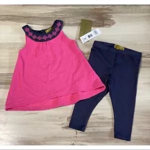 Set canottiera e pantaloni bambino Nicole Miller rosa e blu nuovi con etichette taglia 12 mesi - Foto 1 di 8