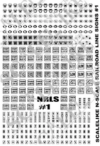 SCALELIKE INDUSTRIES N-RR LINE SIGNS 1 (NLS-1) PRINTED ON PLASTIC FACTORY NEW - Picture 1 of 1