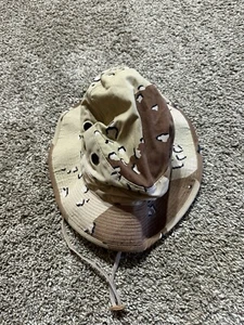 Vintage Military Desert Boonie Hat Size 7 Cotton Blend Vented - 9719 - Picture 1 of 4