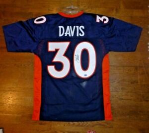 Terrell Davis signed Denver Broncos stitched blue Jersey Hologram COA size L