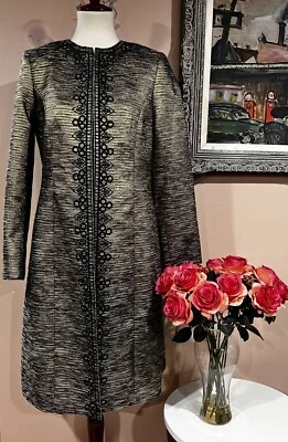 Abrigo abierto Kasper dorado bordado talla 6 Foto 1 de 4