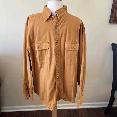 Scandia Woods Denim Plaid Lined Long Sleeve Button Up Beige Large - Image 1 of 4