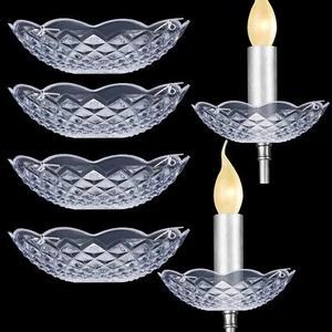 Bonuci 6 Pcs Chandelier Bobeche 4 Side Holes 4 Inch Clear  - Picture 1 of 7