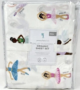 New~Pottery Barn~Ballet Positions Ballerina Organic Sheet Set~Full - Picture 1 of 1