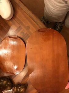 TWO WOODEN TRAYS WITH CORK BOTTOMS - Picture 1 of 8